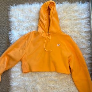 cropped orange champion hoodie